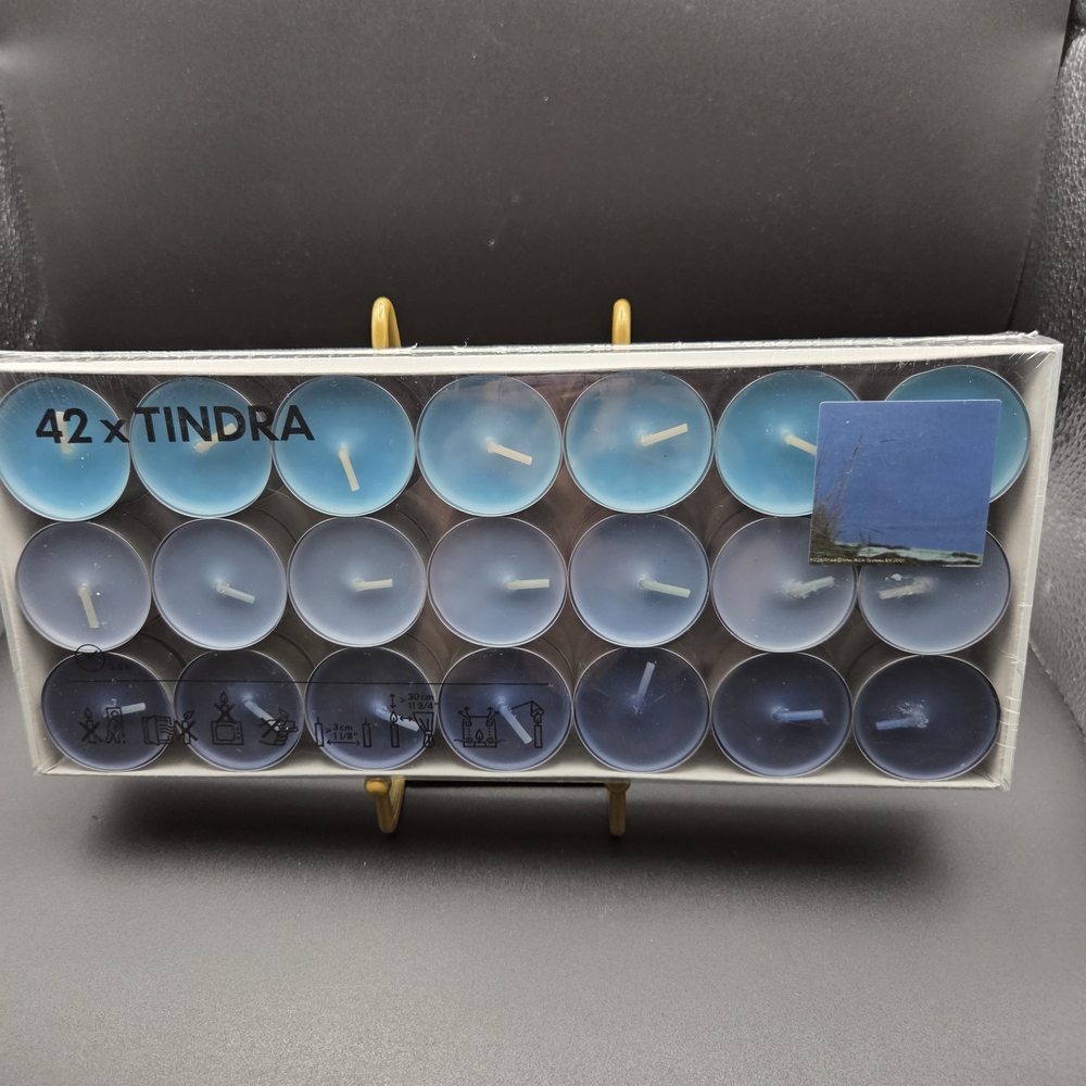 IKEA of Sweden Set of 42 TINDRA Blue Hued Fragranced Tealight Candles New